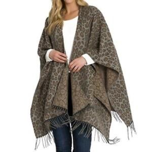 Woolrich | Open Front Leopard Wrap One Size